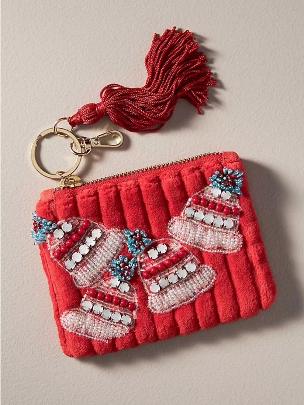 Anthropologie Beaded Coin Purse Holiday Icon Beanie Edition